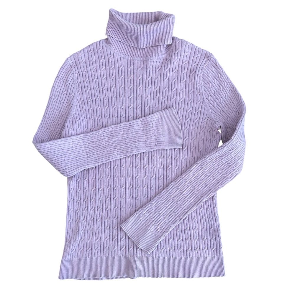 Talbots Lilac Cable Knit Turtleneck Sweater EUC - Picture 5 of 9